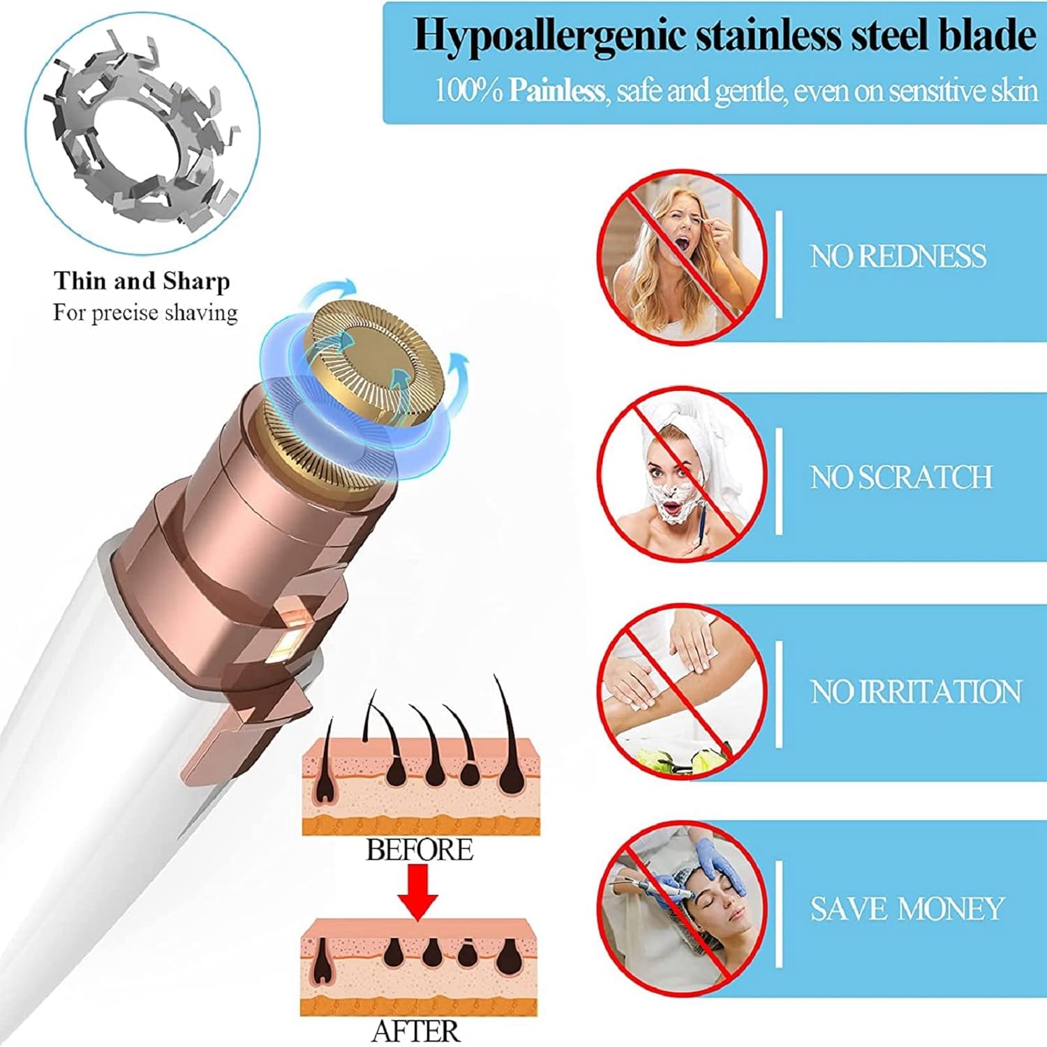 2 in 1 Eyebrow Trimmer & Facial Hair Remover