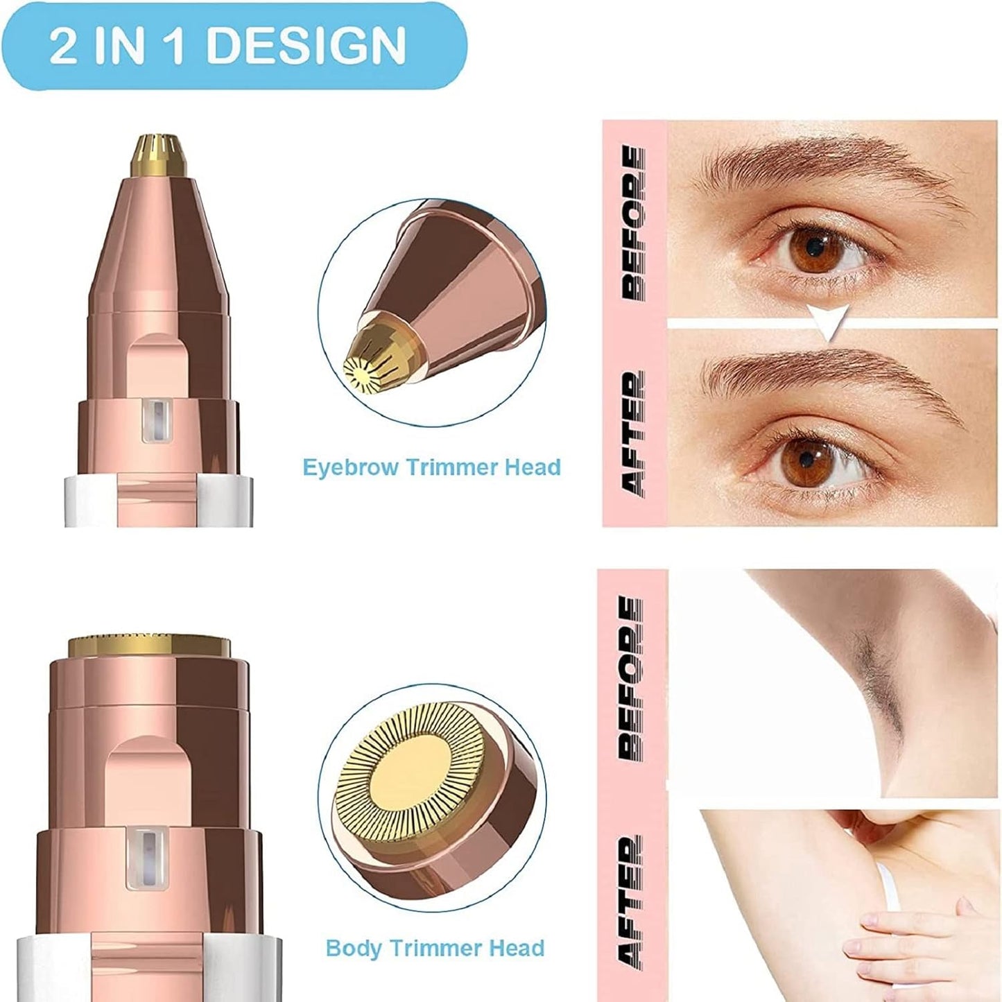 2 in 1 Eyebrow Trimmer & Facial Hair Remover